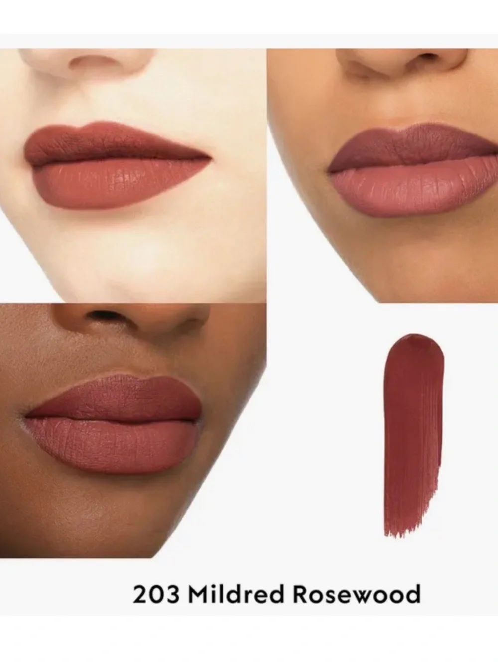 🆕 Gucci 203 Mildred Rosewood Matte Lipstick Velvet Transfer Proof Fall Moody NWT